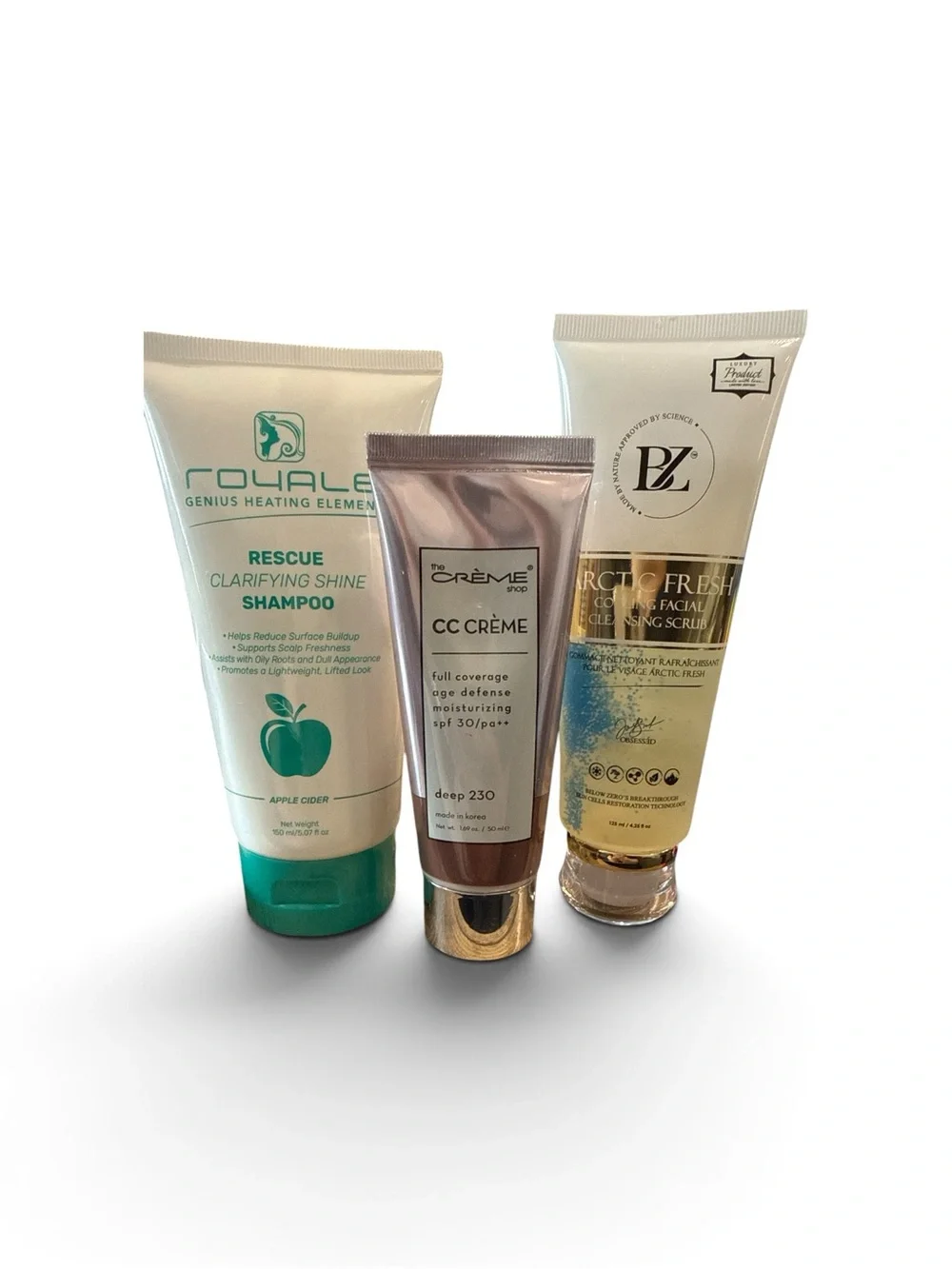 Three items arctic fresh, the crème shop and royale shampoo
